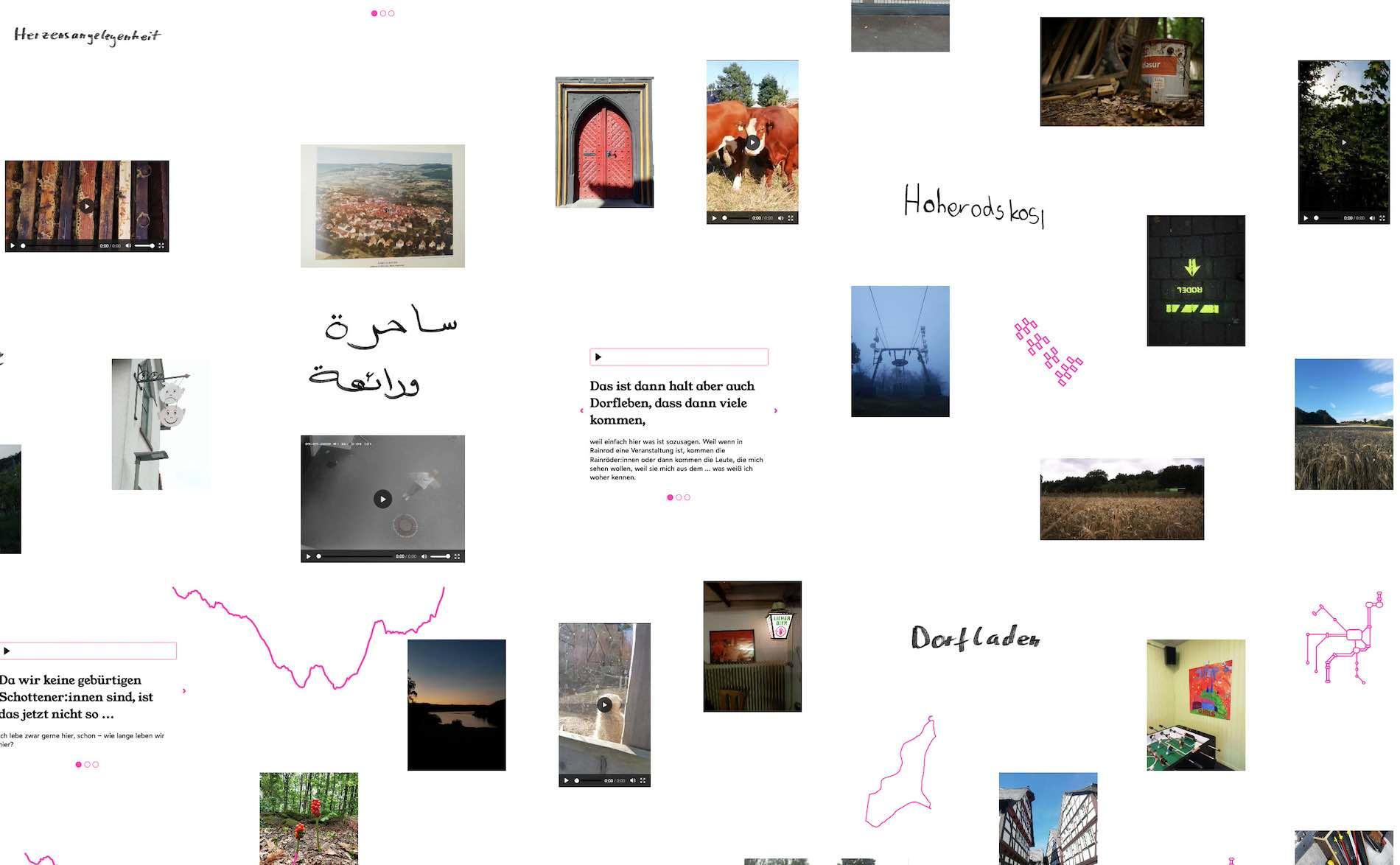 A screenshot of the project website. Various photos, quotes and handwritten notes are summarized as a collage.