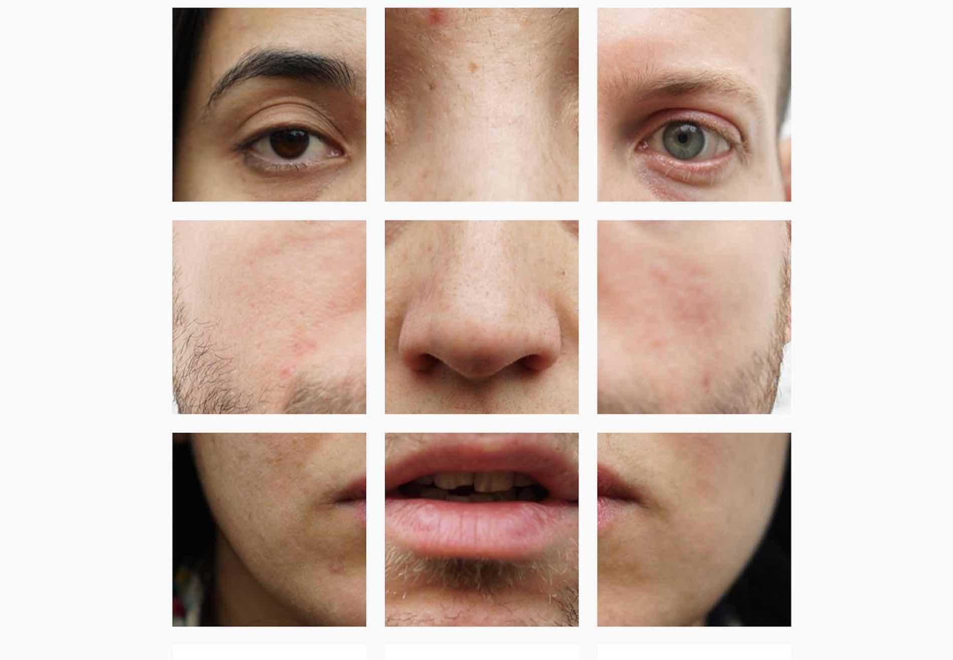 Ein aus neun Einzelbildern von zwei Personen zusammengestztes Selfie zu einer neuen Person.
Foto: should-I-know